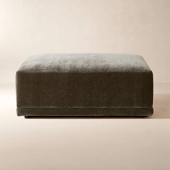 Faible Grey Performance Velvet Ottoman