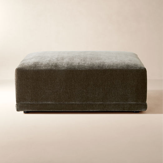 Faible Grey Performance Velvet Ottoman