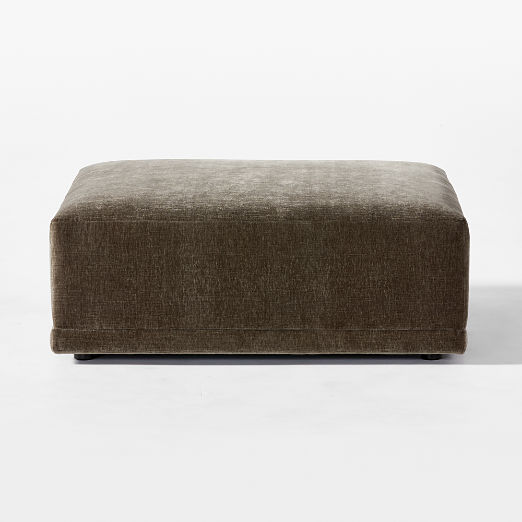 Faible Grey Performance Velvet Ottoman