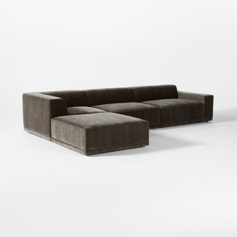 Faible 4-Piece Grey Performance Velvet Deep Depth Sectional Sofa with Right-Arm - image 5 of 14