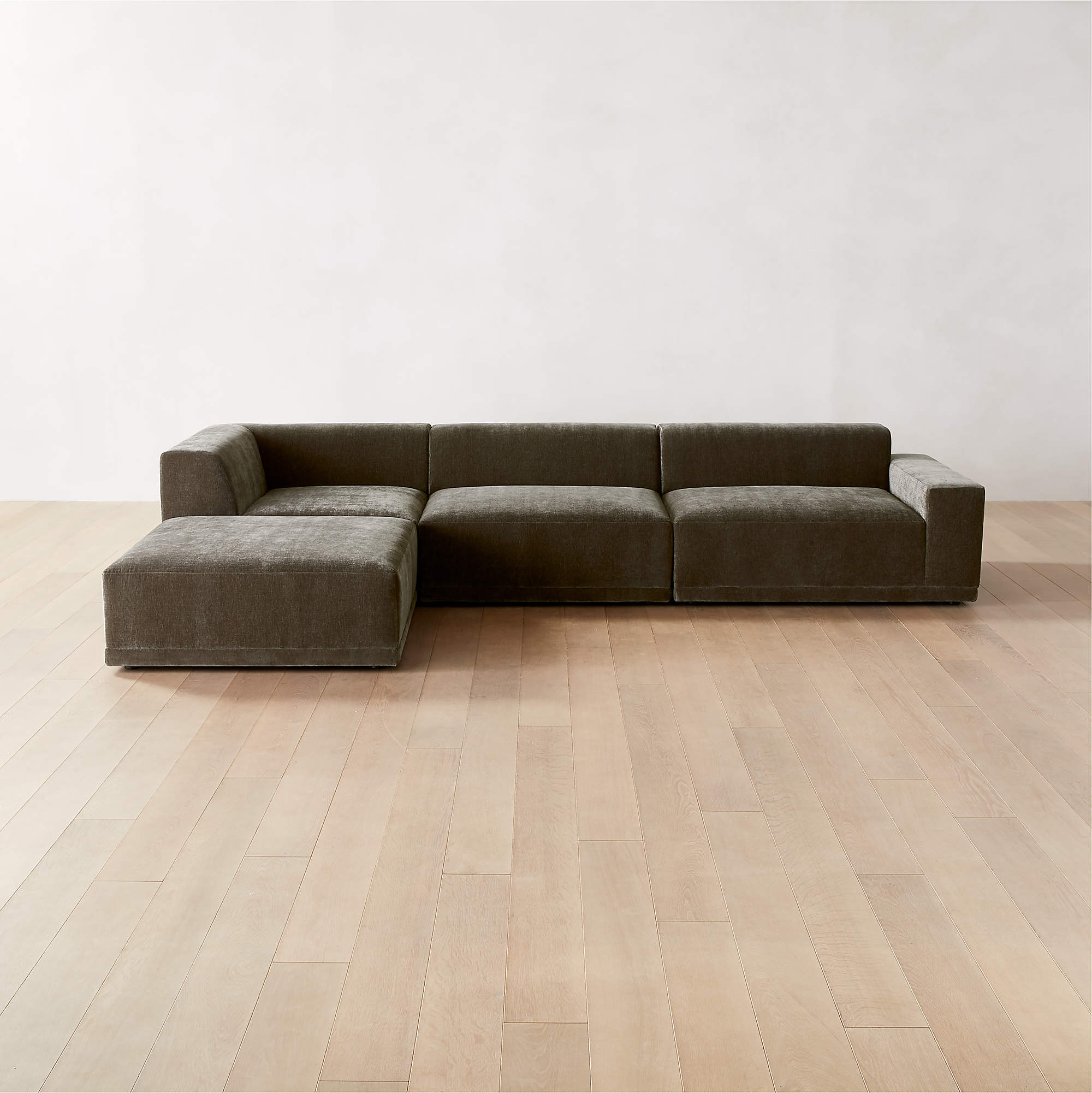 Faible Modern 4Piece Grey Performance Velvet Sectional Sofa with Right