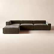 Faible 4-Piece Grey Performance Velvet Sectional Sofa with Right-Arm
