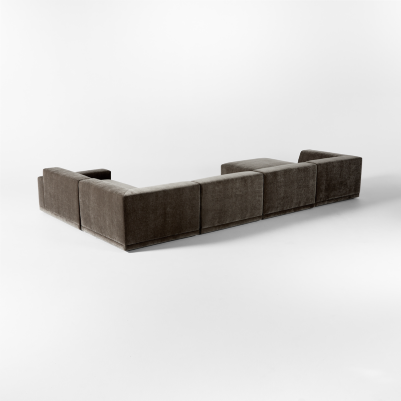 Faible 6-Piece U-Shaped Grey Performance Velvet Deep Depth Sectional Sofa with Right-Arm - image 7 of 14