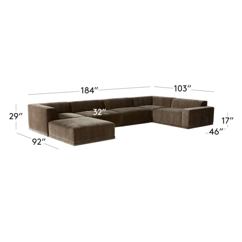 View Faible 6-Piece U-Shaped Grey Performance Velvet Sectional Sofa with Right-Arm - image 3 of 10