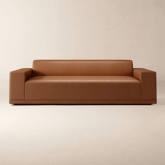 Faible 99" Brown Leather Deep Depth Sofa