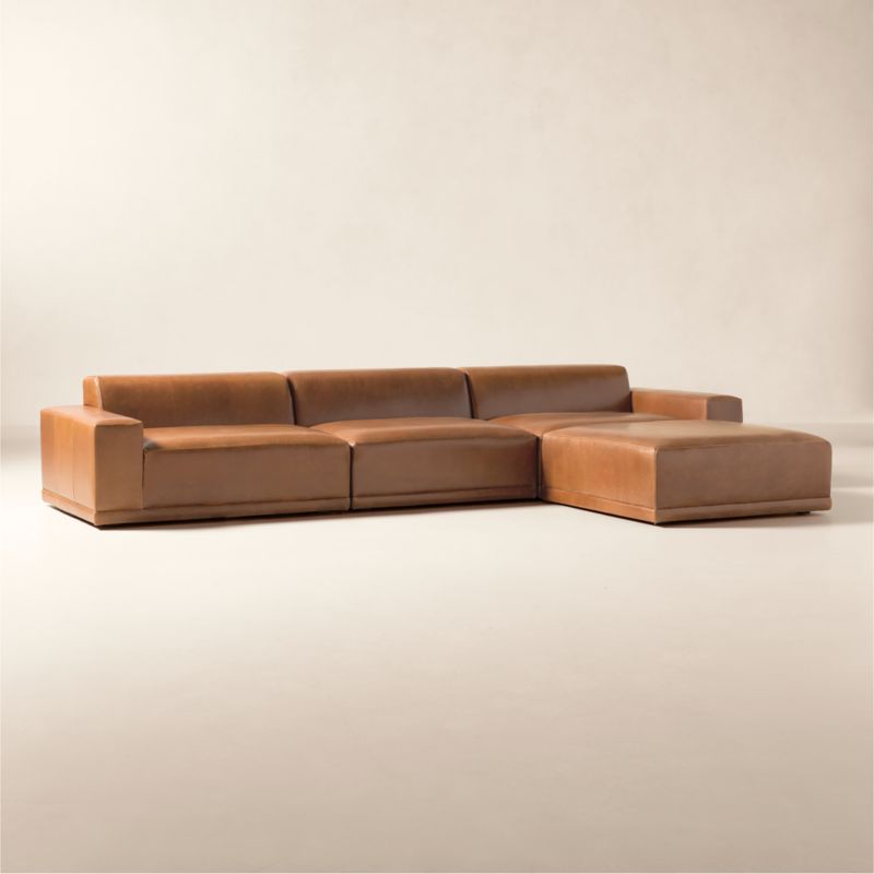 Faible Deep Depth 4-Piece Leather Sectional Sofa - image 2 of 7
