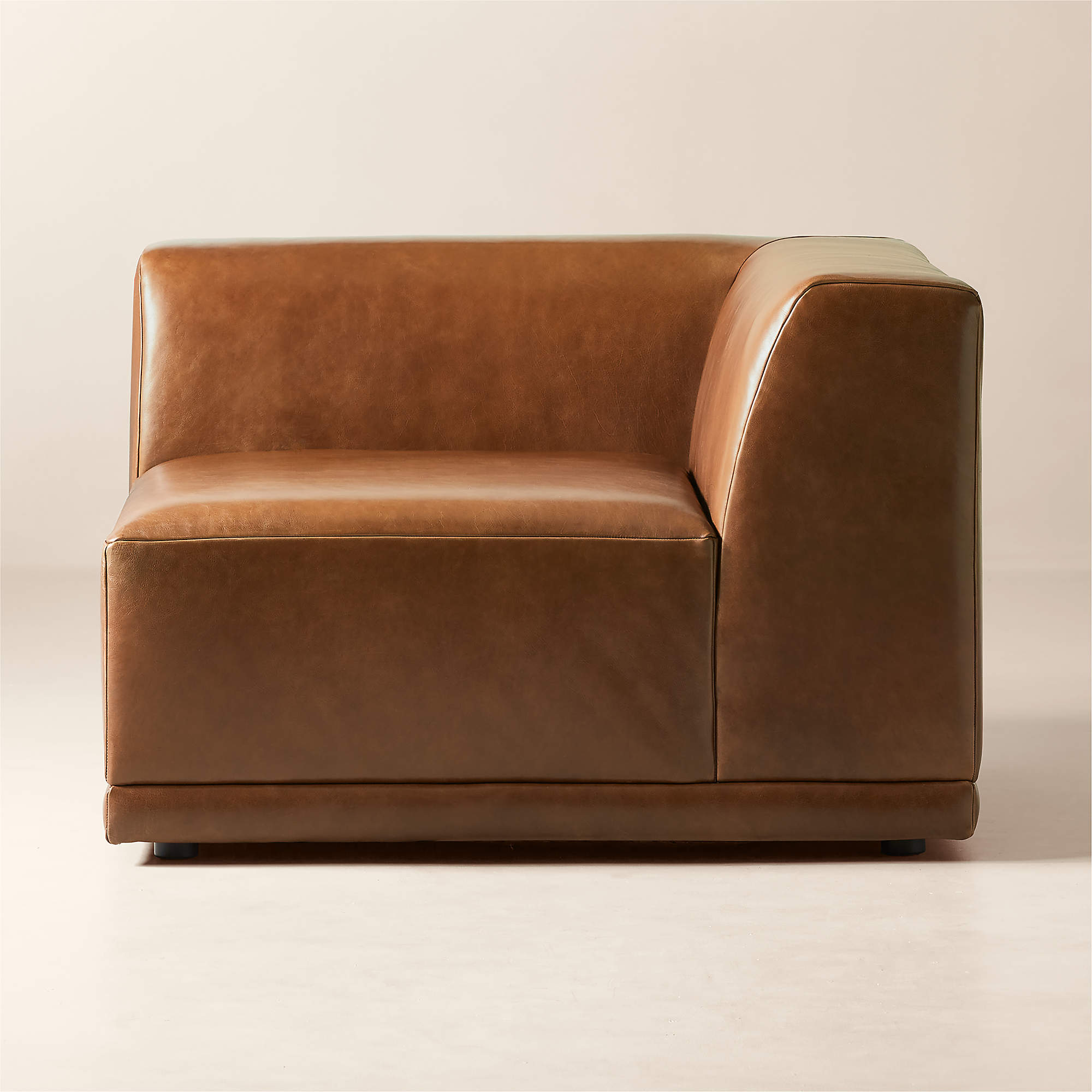 Faible Brown Leather Corner Chair CB2