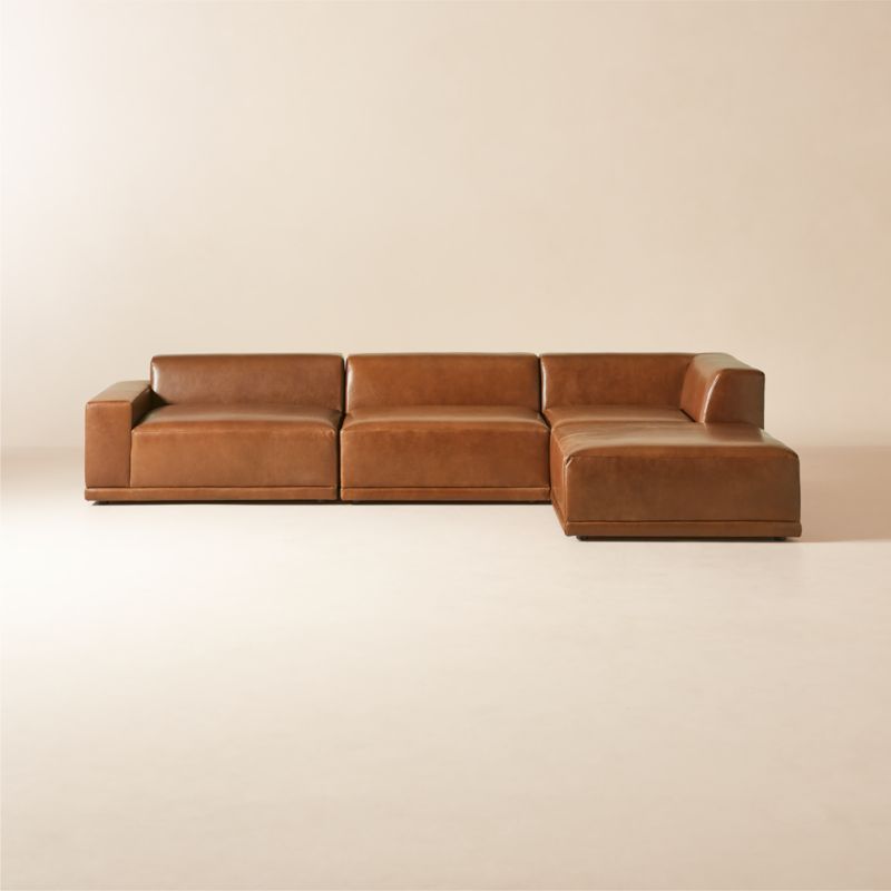 Faible 4-Piece L-Shaped Brown Leather Sectional Sofa with Left-Arm - image 0 of 10