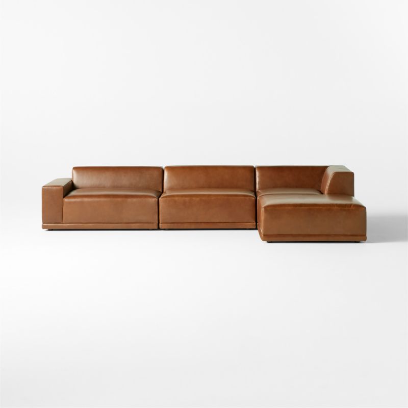 Faible 4-Piece L-Shaped Brown Leather Sectional Sofa with Left-Arm - image 2 of 10