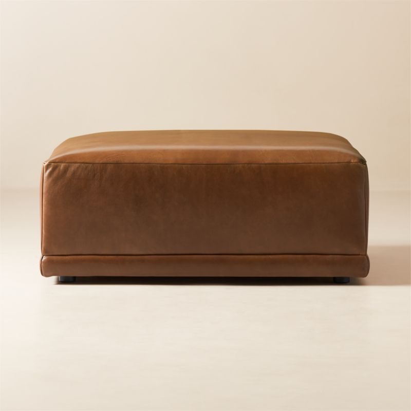 Faible Brown Leather Ottoman - image 0 of 8