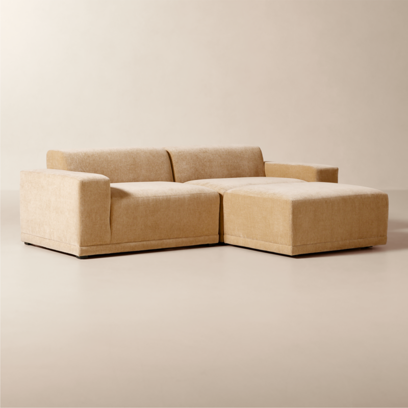 Faible 3-Piece Wheat Performance Chenille Standard Depth Sectional Sofa with Ottoman - image 2 of 10