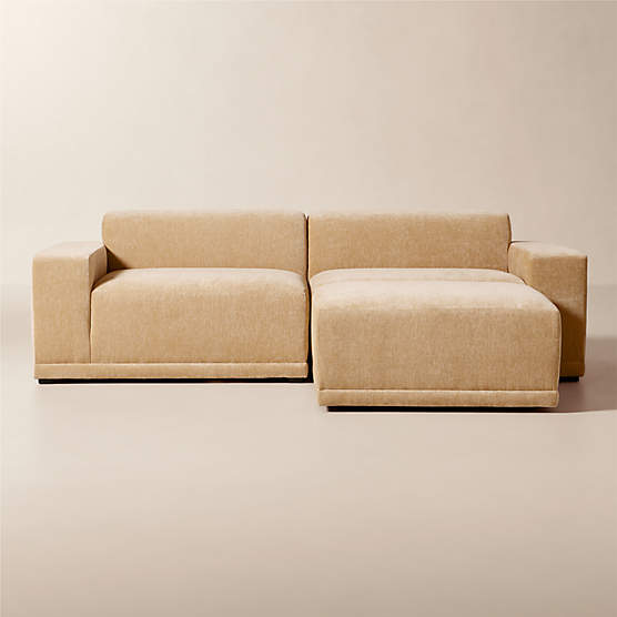 Faible 3-Piece Wheat Performance Chenille Standard Depth Sectional Sofa with Ottoman