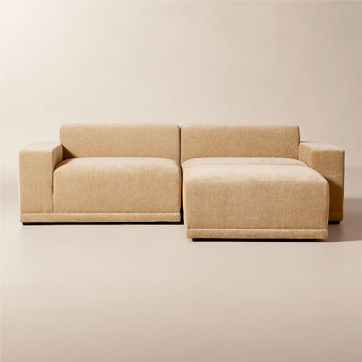 Faible 3-Piece Wheat Performance Chenille Standard Depth Sectional Sofa with Ottoman