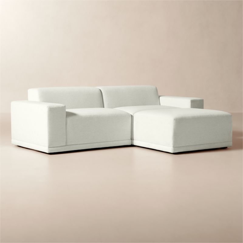 Faible 3-Piece White Performance Fabric Standard Depth Sectional Sofa with Ottoman - image 2 of 7