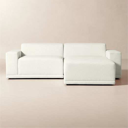 Faible 3-Piece White Performance Chenille Standard Depth Sectional Sofa with Ottoman