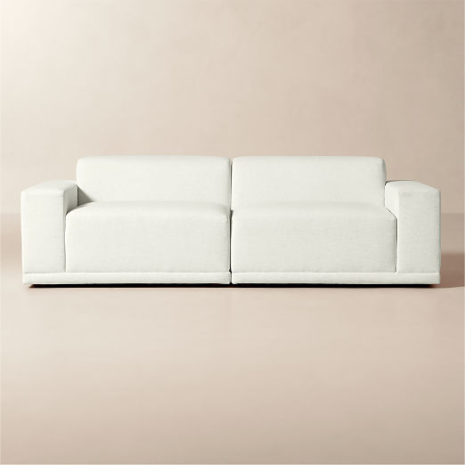 Faible 2-Piece White Performance Fabric Standard Depth Sectional Sofa