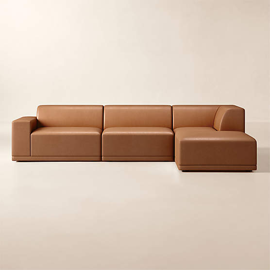 Faible 4-Piece L-Shaped Leather Standard Depth Sectional Sofa with Left-Arm