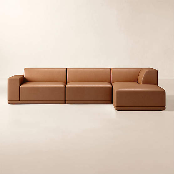 Faible 4-Piece L-Shaped Leather Standard Depth Sectional Sofa with Left-Arm