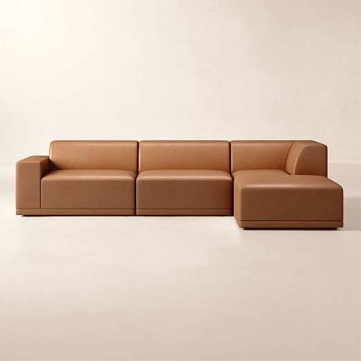 Faible 4-Piece L-Shaped Leather Standard Depth Sectional Sofa with Left-Arm