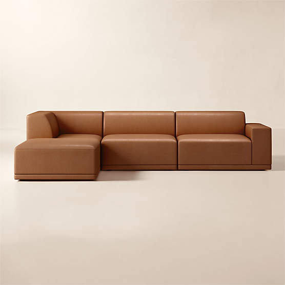 Faible 4-Piece L-Shaped Leather Standard Depth Sectional Sofa with Right-Arm