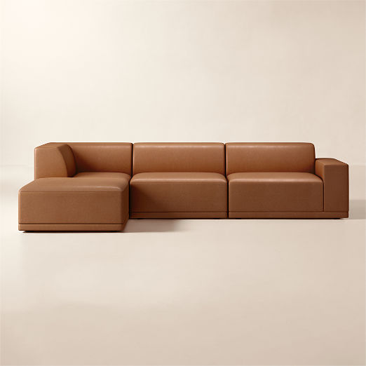 Faible 4-Piece L-Shaped Leather Standard Depth Sectional Sofa with Right-Arm