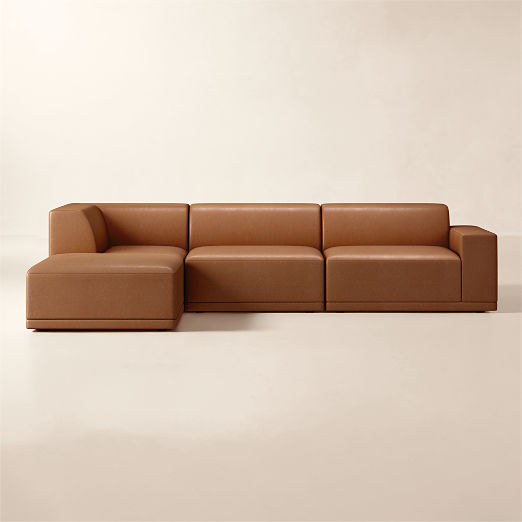 Faible 4-Piece L-Shaped Leather Standard Depth Sectional Sofa with Right-Arm
