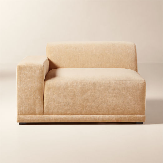 Faible Wheat Performance Velvet Standard Depth Left-Arm Chair