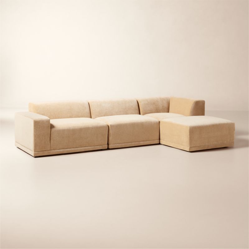 Faible 4-Piece Modular Left-Arm Wheat Performance Velvet Standard Depth Sectional Sofa - image 3 of 12
