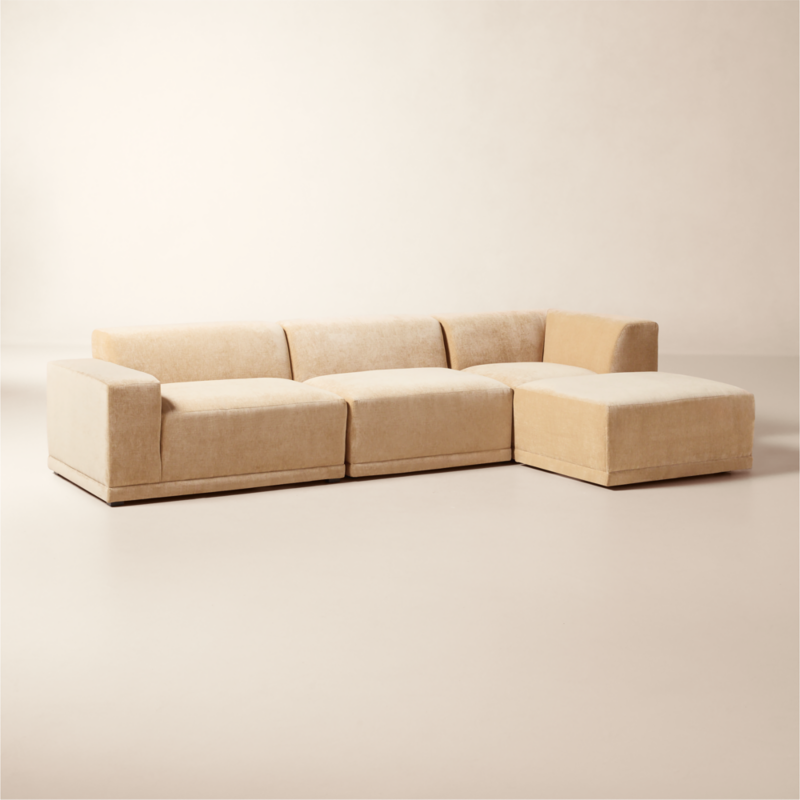 Faible 4-Piece Modular Left-Arm Wheat Performance Chenille Standard Depth Sectional Sofa - image 3 of 13