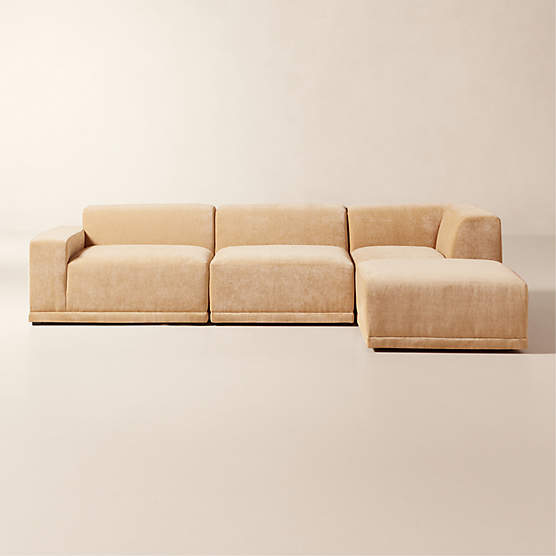 Faible 4-Piece Modular Left-Arm Wheat Performance Chenille Standard Depth Sectional Sofa