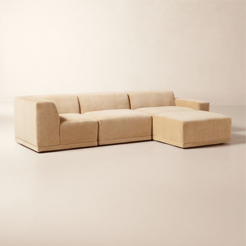 Faible 4-Piece Modular Right-Arm Wheat Performance Velvet Standard Depth Sectional Sofa - image 3 of 12