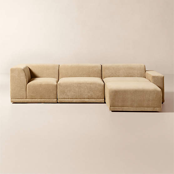 Faible 4-Piece Modular Right-Arm Wheat Performance Chenille Standard Depth Sectional Sofa