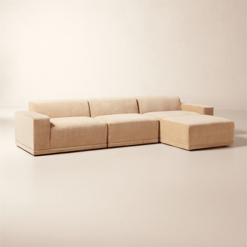 Faible 4-Piece Modular Wheat Performance Velvet Standard Depth Sectional Sofa - image 2 of 9