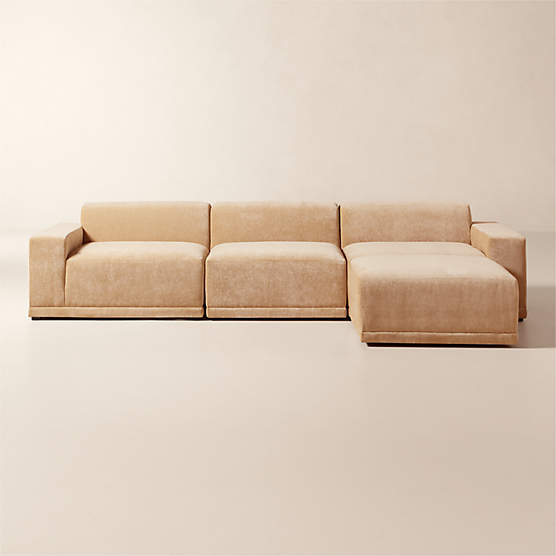 Faible 4-Piece Modular Wheat Performance Chenille Standard Depth Sectional Sofa