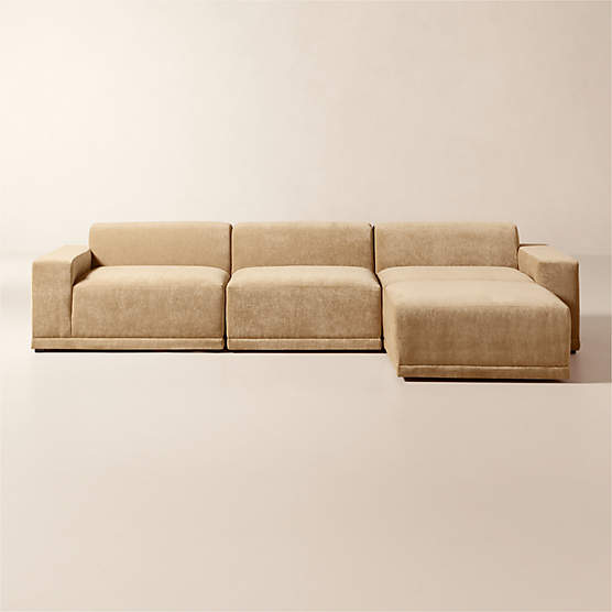 Faible 4-Piece Modular Wheat Performance Chenille Standard Depth Sectional Sofa