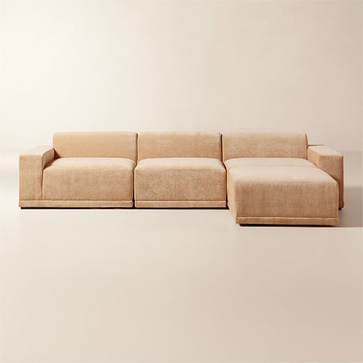 Faible 4-Piece Modular Wheat Performance Chenille Standard Depth Sectional Sofa