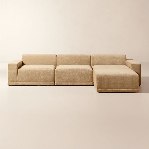 Faible 4-Piece Modular Wheat Performance Chenille Standard Depth Sectional Sofa