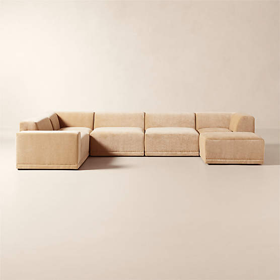 Faible 6-Piece Modular Left-Arm Wheat Performance Velvet Standard Depth Sectional Sofa