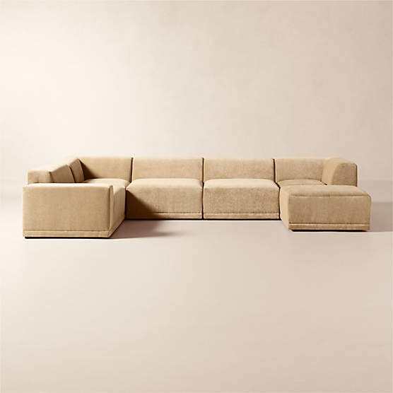 Faible 6-Piece Modular Left-Arm Wheat Performance Chenille Standard Depth Sectional Sofa