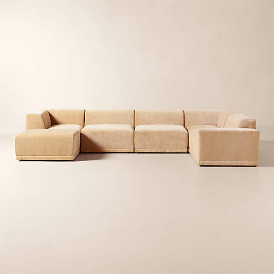 Faible 6-Piece Modular Right-Arm Wheat Performance Velvet Standard Depth Sectional Sofa