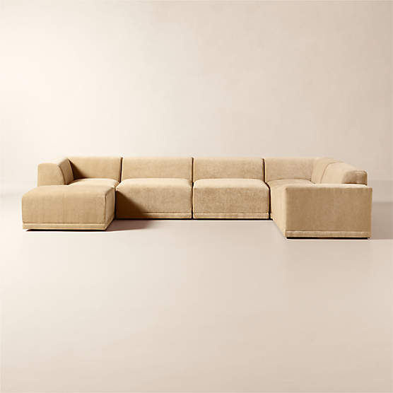 Faible 6-Piece Modular Right-Arm Wheat Performance Chenille Standard Depth Sectional Sofa