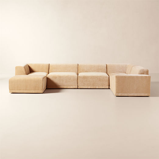 Faible 6-Piece Modular Right-Arm Wheat Performance Velvet Standard Depth Sectional Sofa