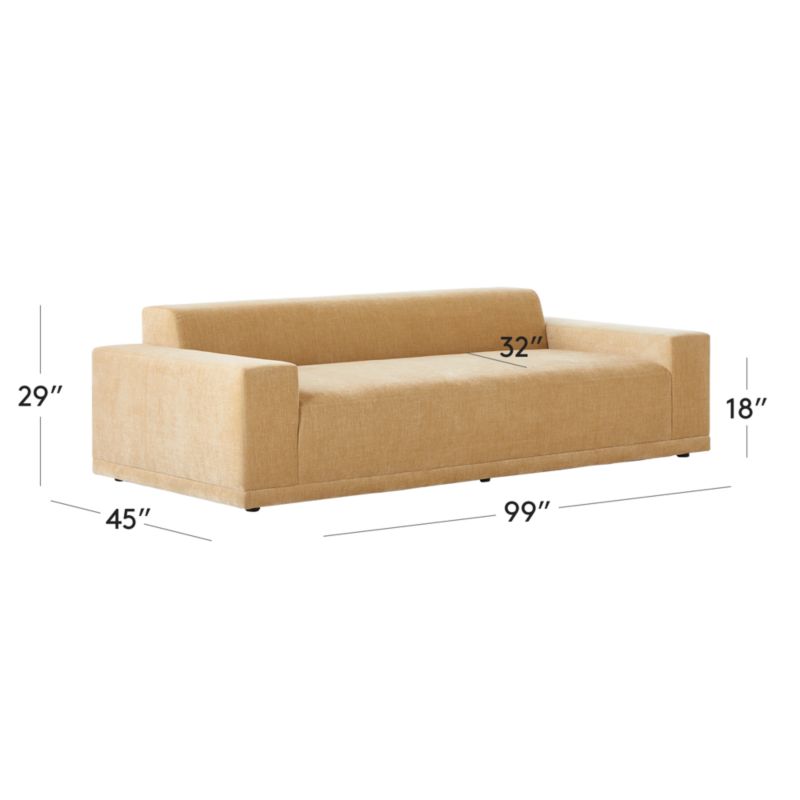 View Faible 100" Wheat Performance Velvet Sofa - image 3 of 11