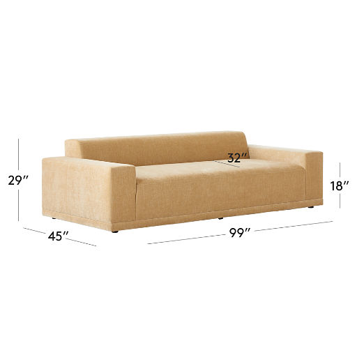 Faible 100" Wheat Performance Velvet Sofa