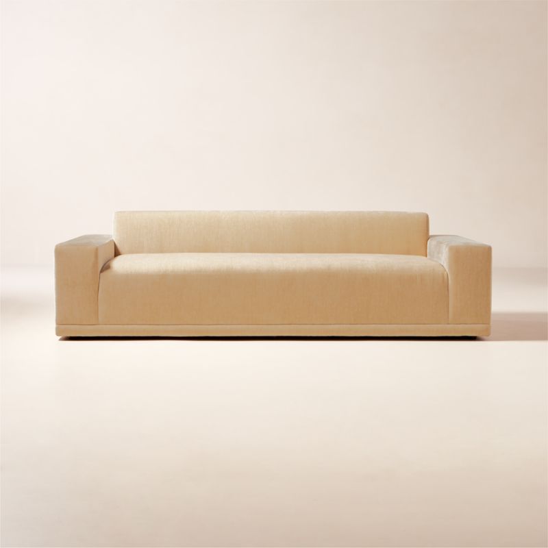 Faible 100" Wheat Performance Velvet Sofa - image 0 of 10