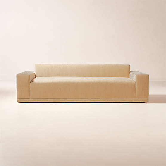 Faible 100" Wheat Performance Velvet Sofa