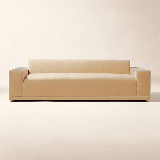 Faible 100" Wheat Performance Velvet Sofa