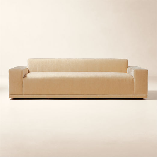 Faible 99" Wheat Performance Velvet Deep Depth Sofa