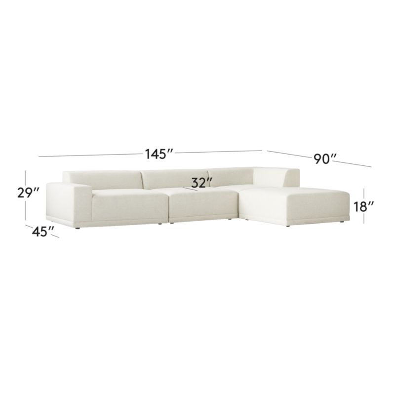 View Faible 4-Piece L-Shaped White Performance Linen Sectional Sofa with Left-Arm - image 3 of 13