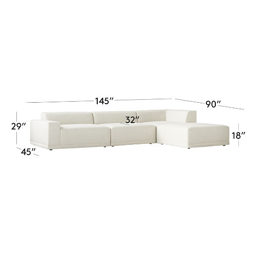 Faible 4-Piece L-Shaped White Performance Linen Sectional Sofa with Left-Arm